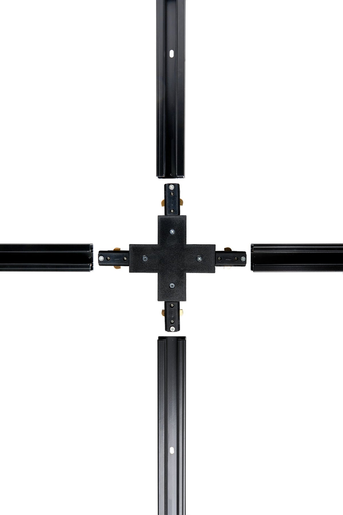 Tor X Shaped Connector for Single Circuit Mains Track - Black