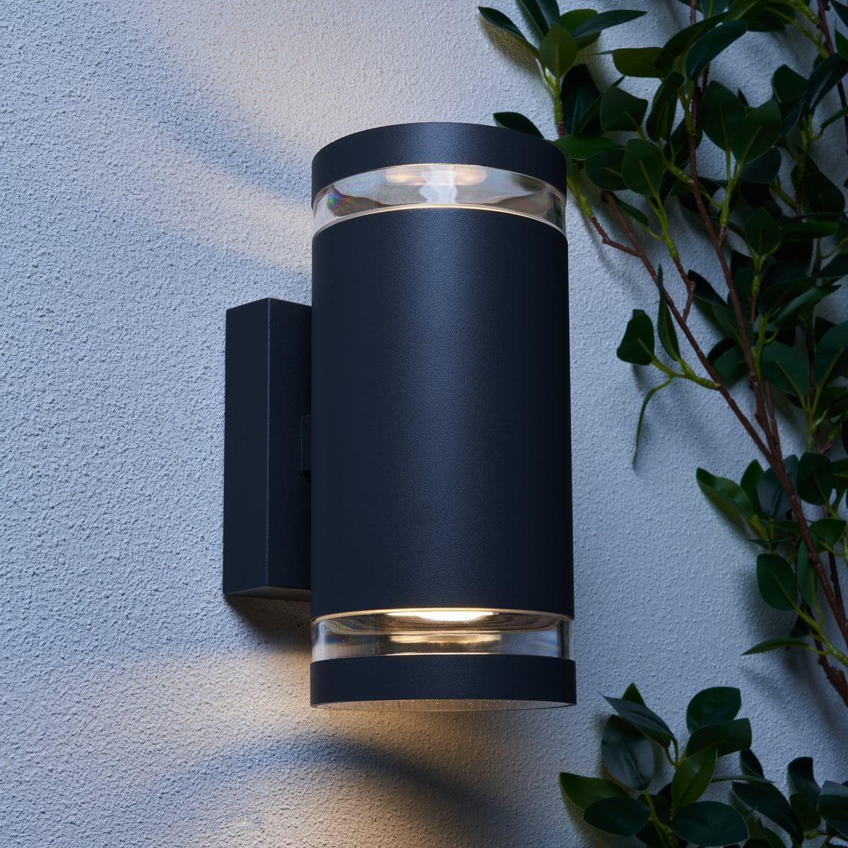 Lens 2 Light Outdoor Up and Down Wall Light - Anthracite