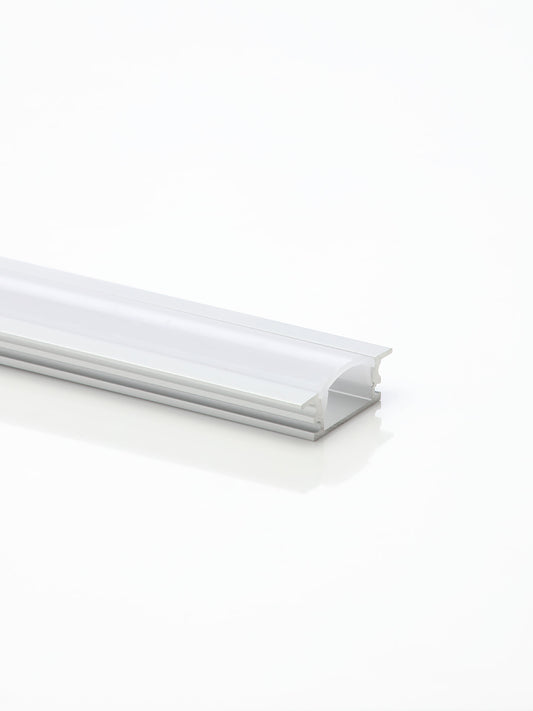 2m Aluminum Recessed Profile Silver Opal Cover