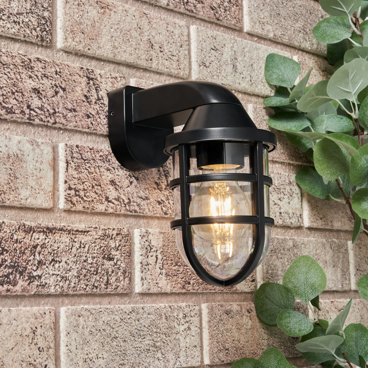 Jura Outdoor Caged Wall Light, Black