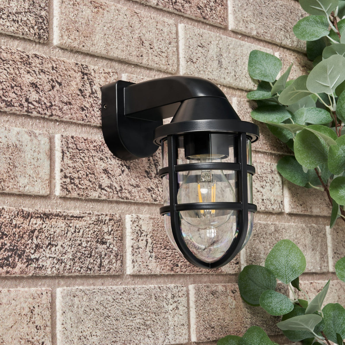 Jura Outdoor Caged Wall Light, Black