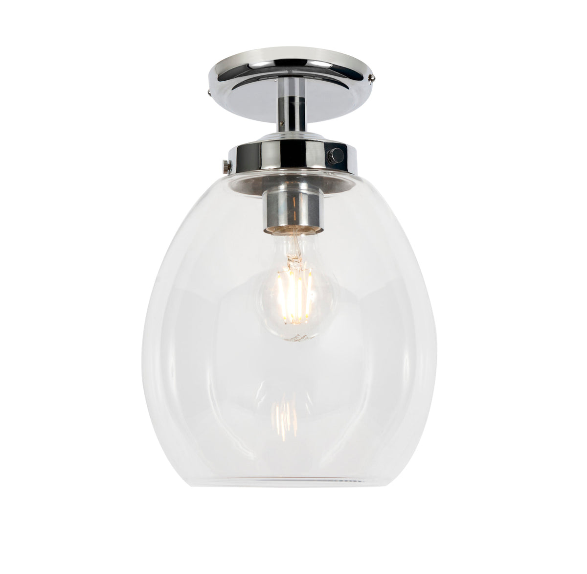 Bryn Clear Glass Bathroom Ceiling Pendant, Chrome