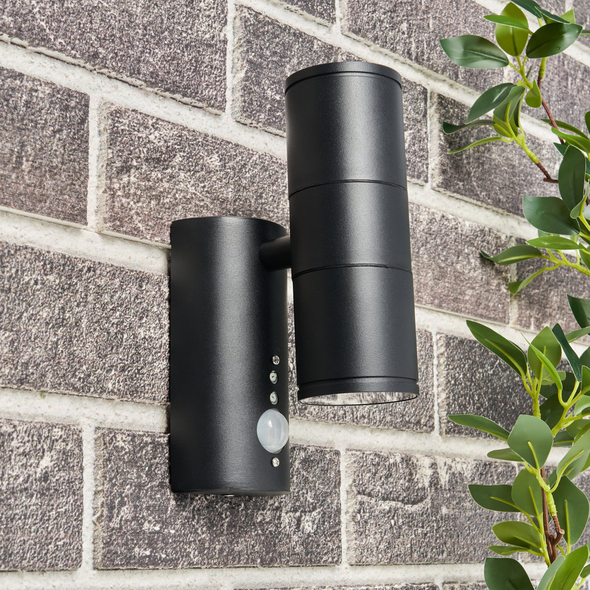 Islay Up and Down Outdoor Wall Light with PIR Sensor, Black