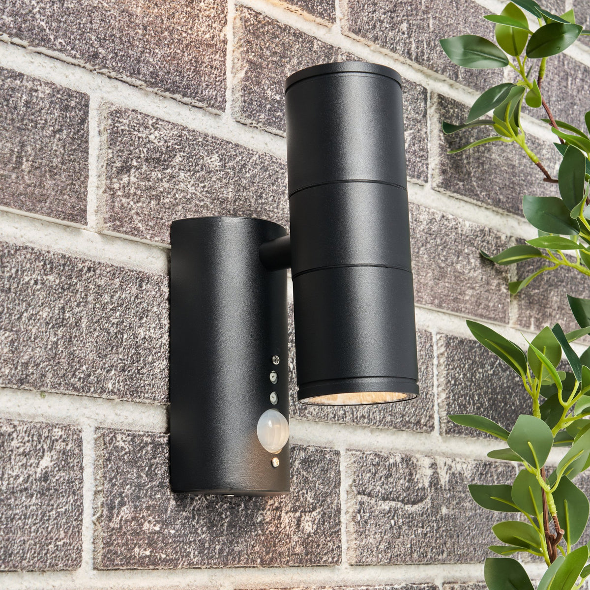Islay Up and Down Outdoor Wall Light with PIR Sensor, Black