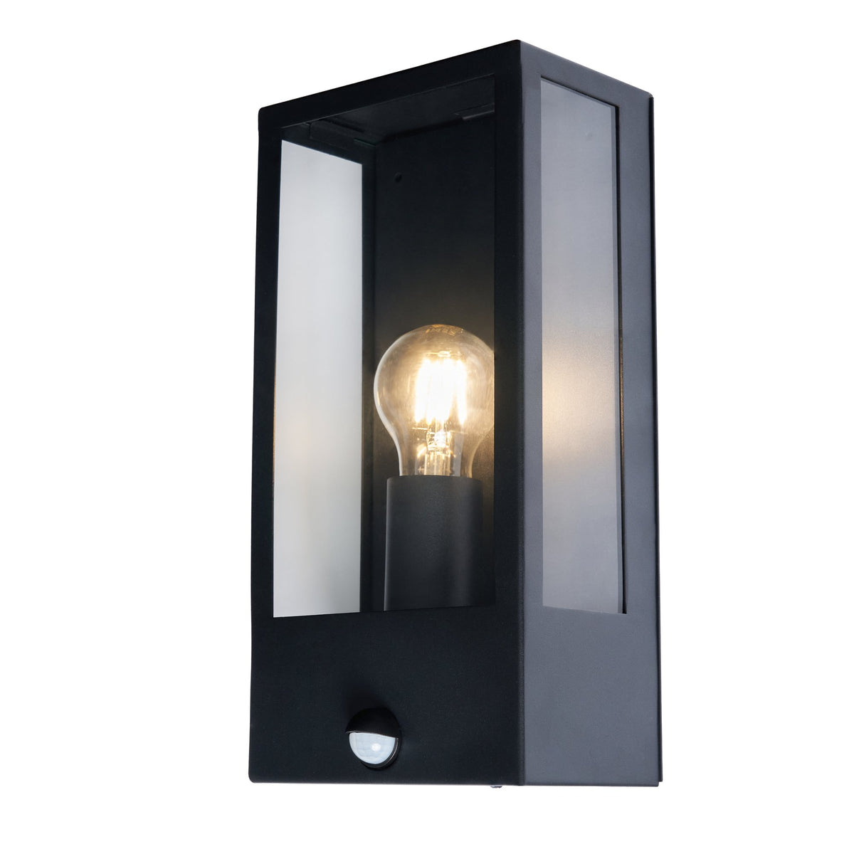 Minerva Outdoor Wall Light with PIR Sensor, Black