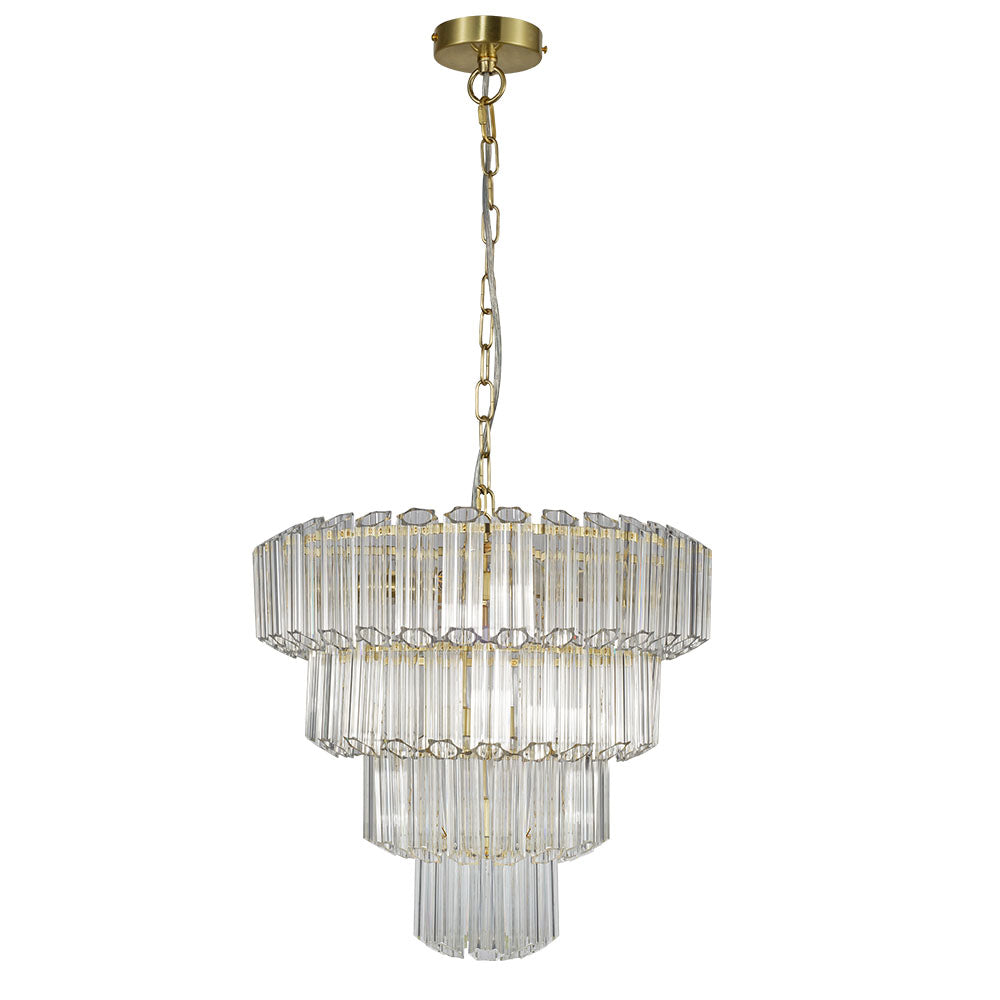 Pierre 11  Light Satin Brass Crystal Ceiling Pendant