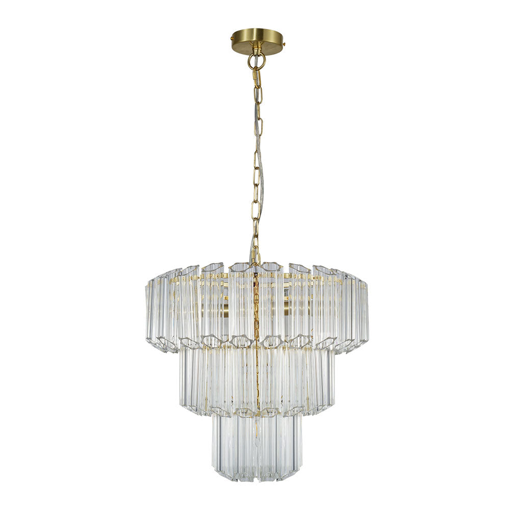 Pierre 7 Light Satin Brass Crystal Ceiling Pendant