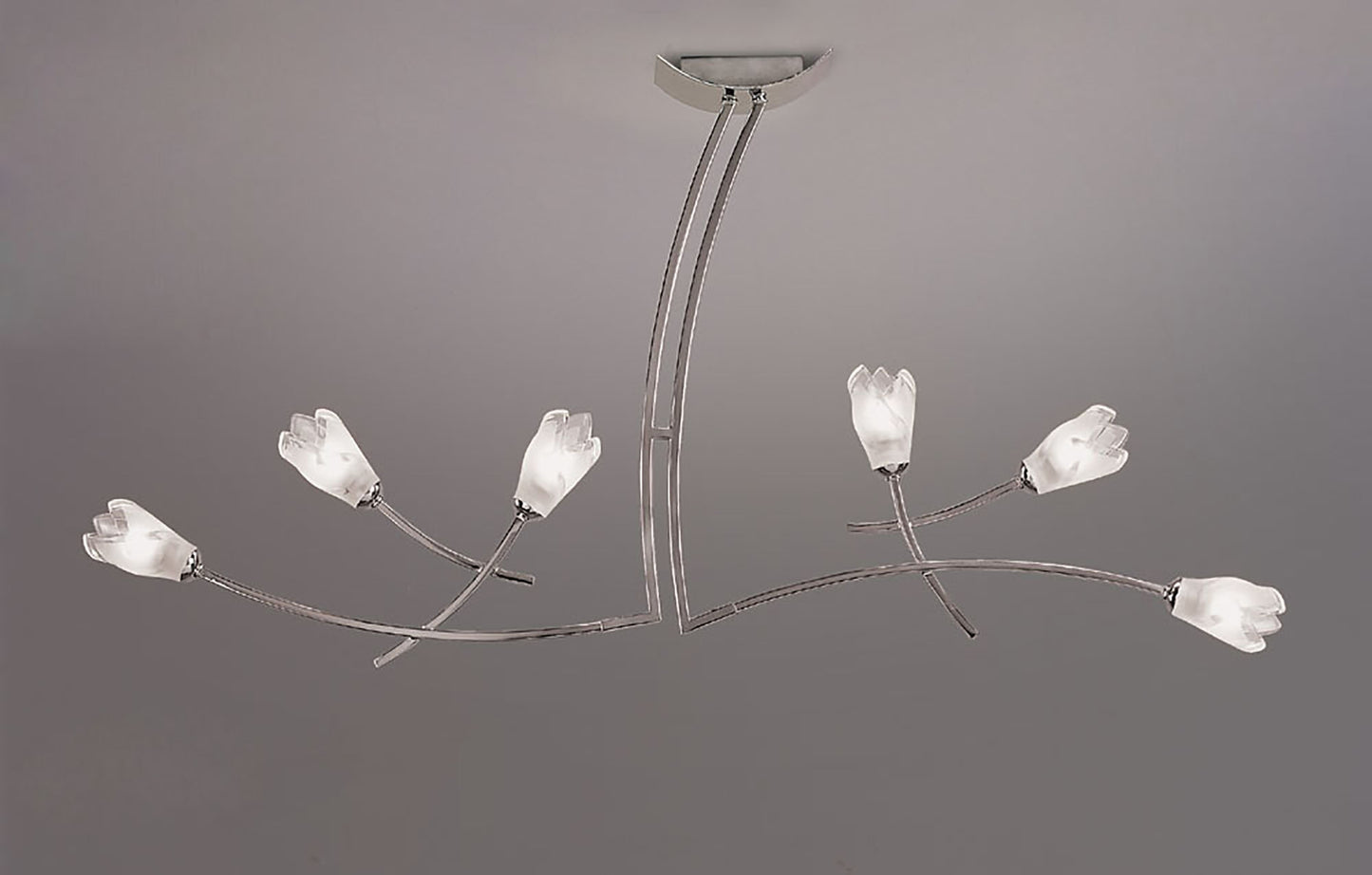 Pietra Linear Pendant 2 Arm 6 Light G9, Polished Chrome by Mantra