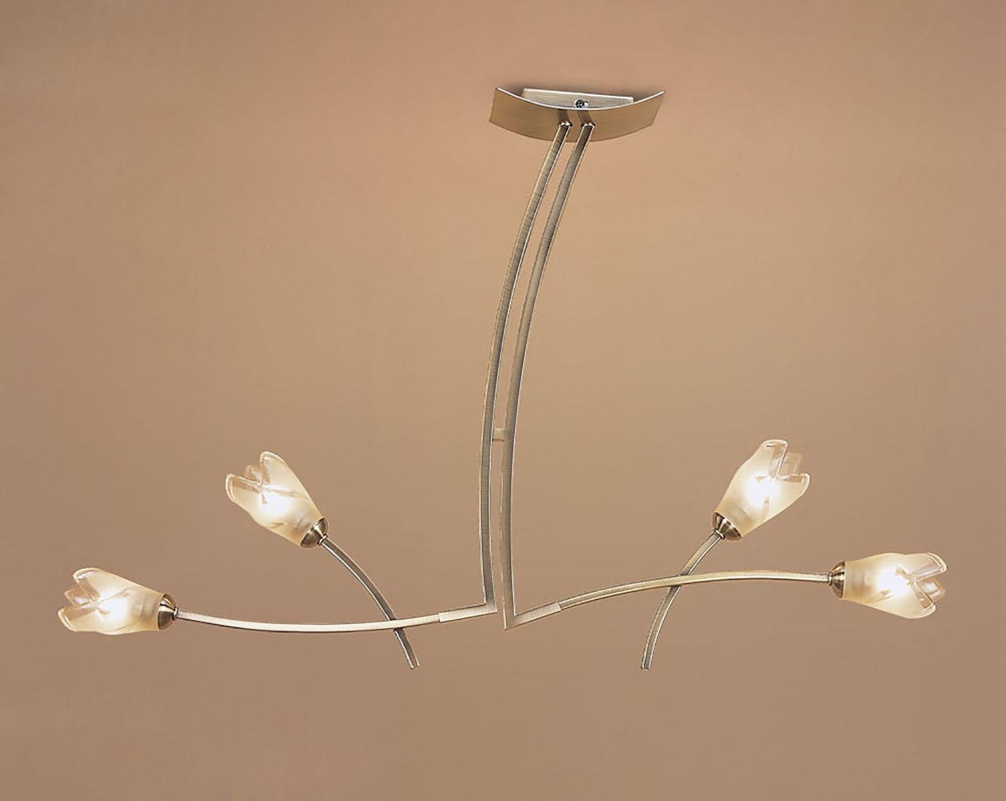 Pietra Linear Pendant 2 Arm 4 Light G9, Antique Brass by Mantra