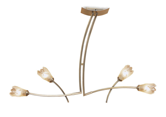 Pietra Linear Pendant 2 Arm 4 Light G9, Antique Brass by Mantra