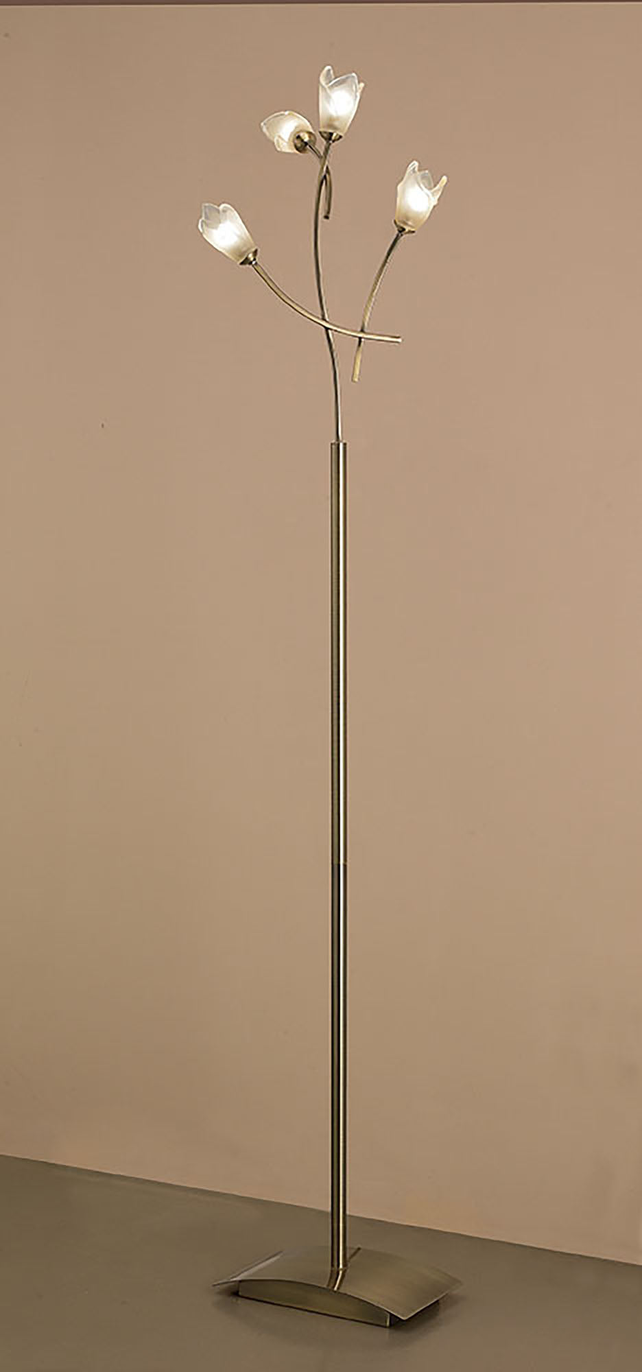 Pietra Floor Lamp 4 Light G9, Antique Brass, NOT LED/CFL Compatible by Mantra