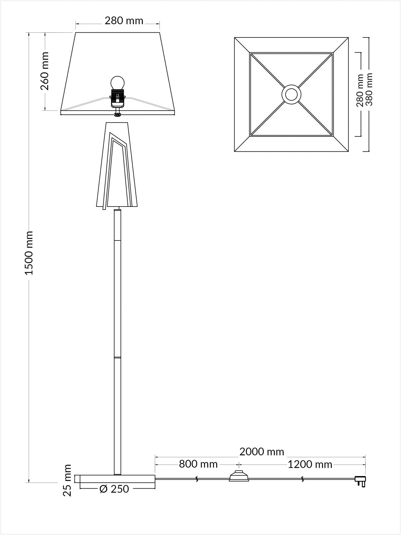 Plaza Polished Chrome Floor Lamp c/w Square Shade