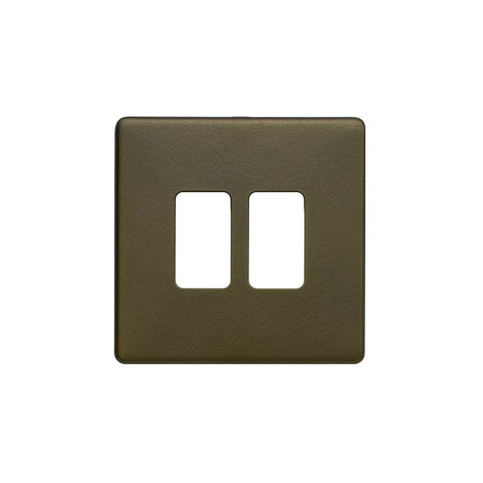 The Eton Collection Bronze 2 Gang RM Rectangular Module Grid Switch Plate