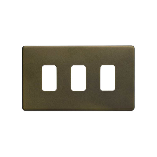 The Eton Collection Bronze 3 Gang RM Rectangular Module Grid Switch Plate