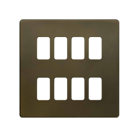 The Eton Collection Bronze 8 Gang RM Rectangular Module Grid Switch Plate