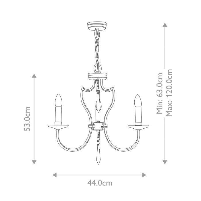 Pimlico 3 Light Chandelier - Dark Bronze