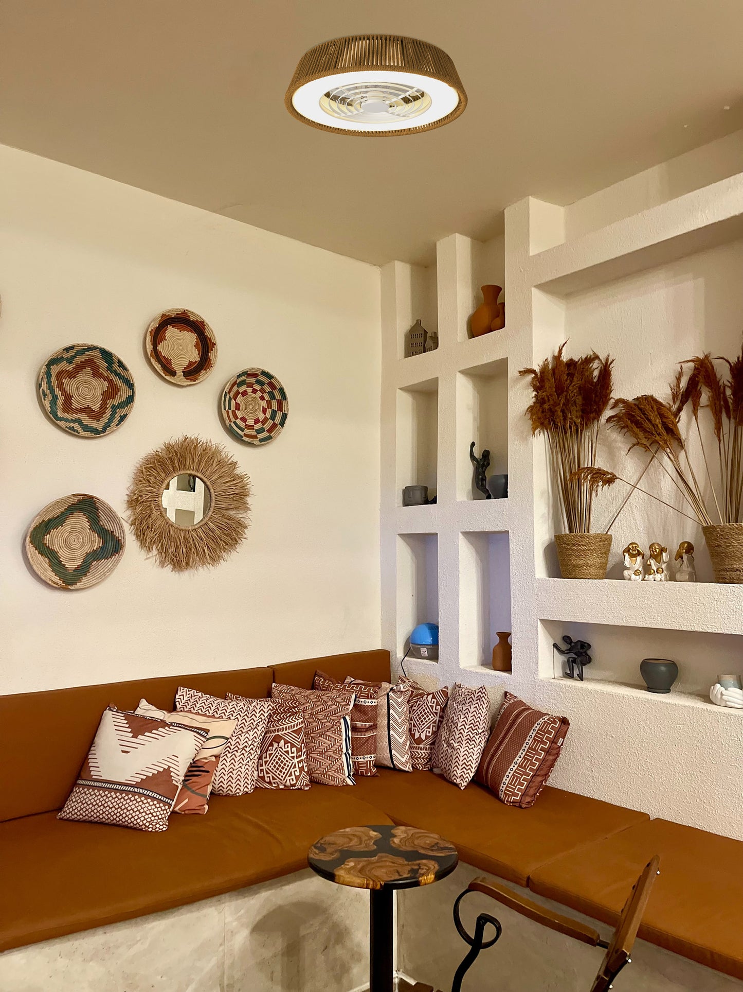 Mini Ceiling 70cm Round, 8 x E27 (Max 20W), White by Mantra