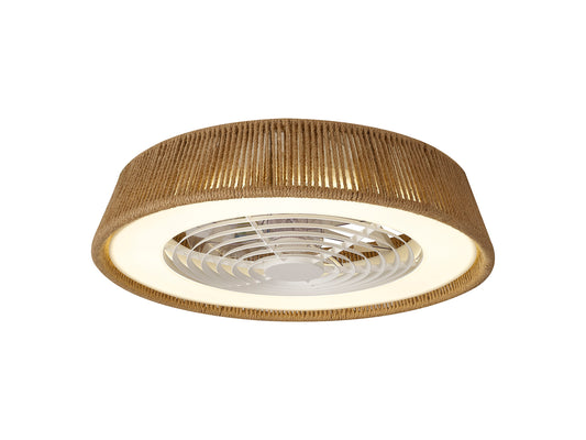 Polinesia Rope 70W LED Dimmable Ceiling Light With Built-In 35W DC Reversible Fan, Beige Oscu, 4200lm, 5yrs Warranty by Mantra