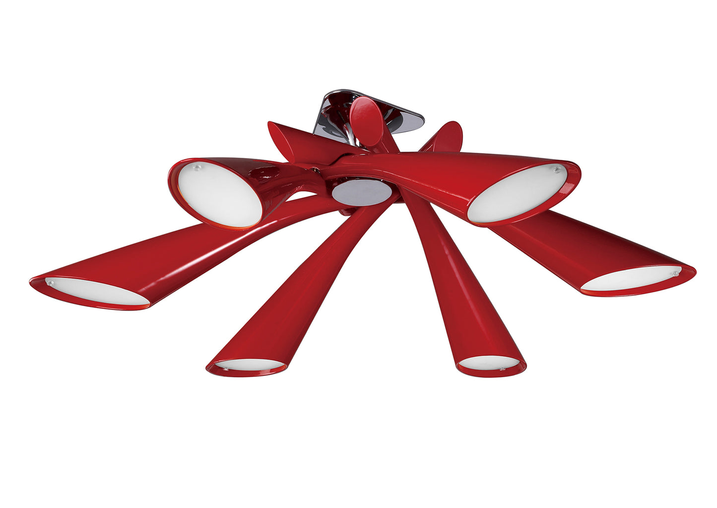 Pop Pendant/Ceiling Convertible To Semi Flush 6 Light E27, Gloss Red/White Acrylic/Polished Chrome, CFL Lamps INCLUDED by Mantra