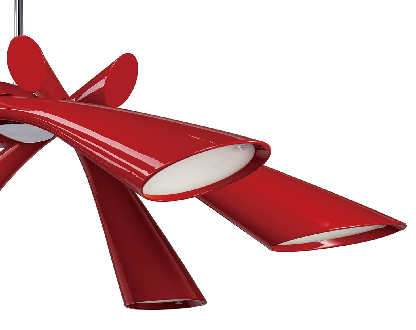 Pop Pendant/Ceiling Convertible To Semi Flush 6 Light E27, Gloss Red/White Acrylic/Polished Chrome, CFL Lamps INCLUDED by Mantra