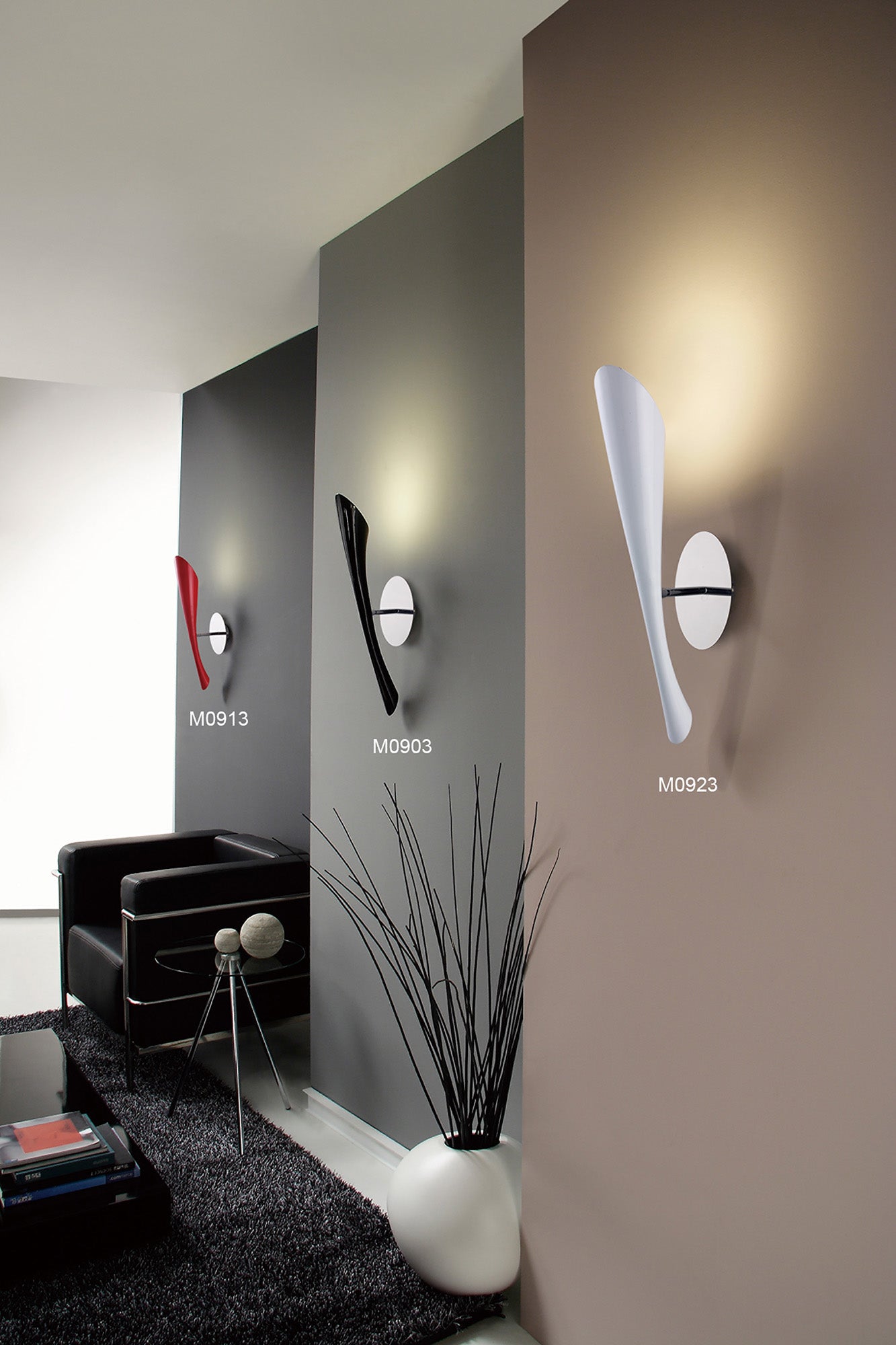 Pop Wall Lamp Switched 1 Light E27, Gloss Red/White Acrylic/Polished Chrome, CFL Lamps INCLUDED by Mantra