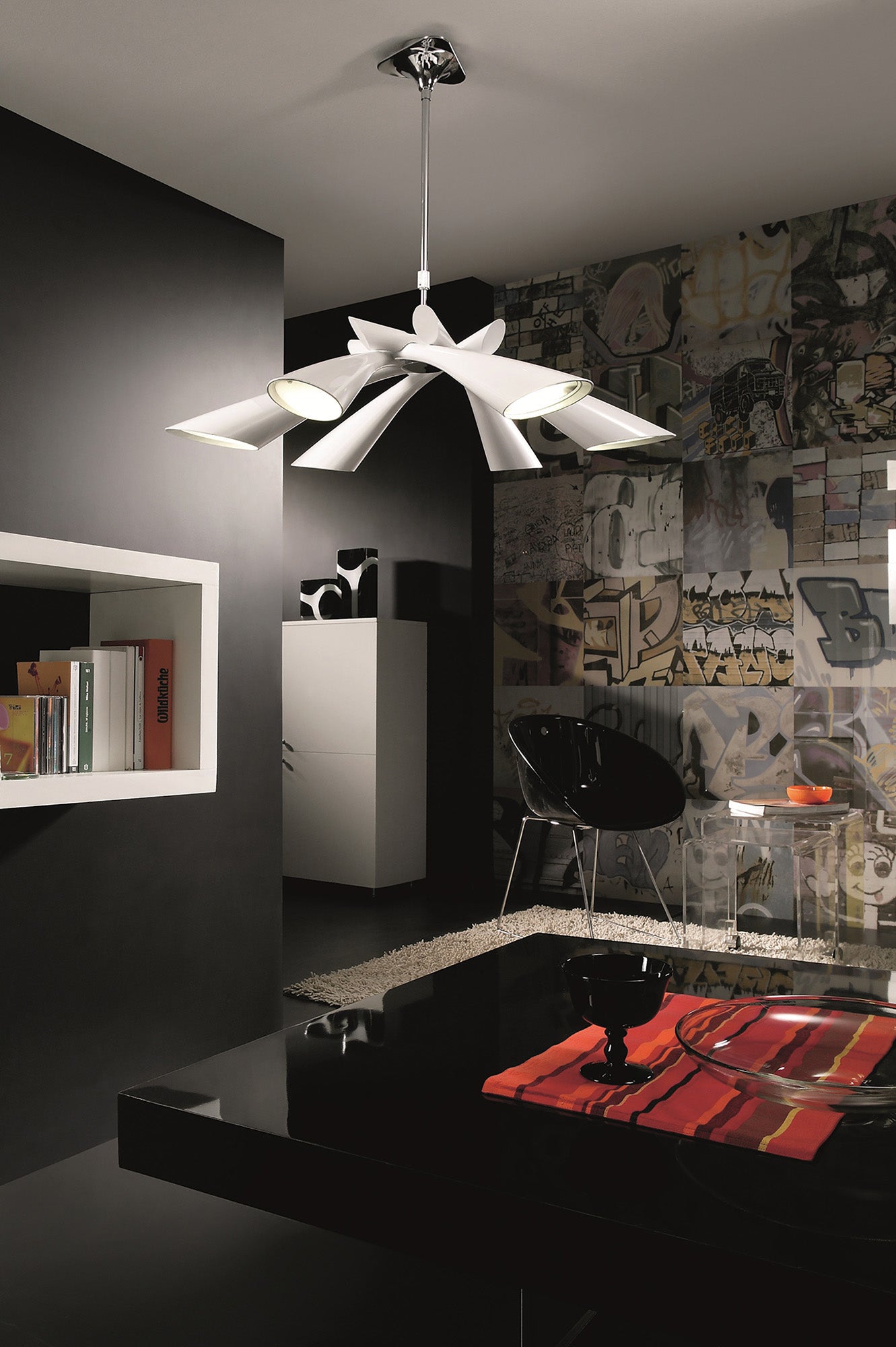 Pop Table Lamp 1 Light E27, Gloss White/White Acrylic/Polished Chrome, CFL Lamps INCLUDED by Mantra