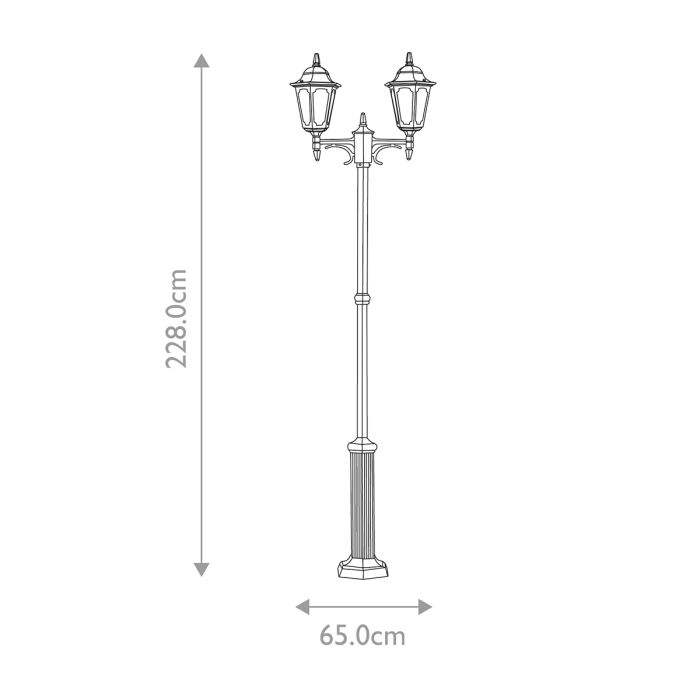 Parish 2 Light Twin Lamp Post - Black