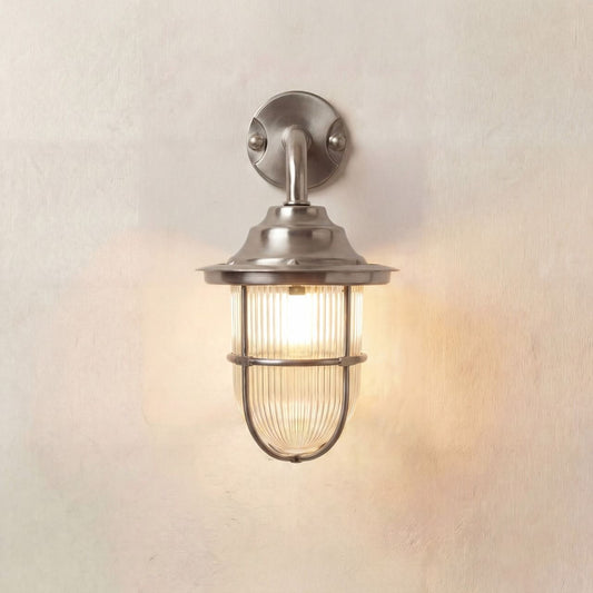 Goose Neck Wall Lantern (Satin Nickel)