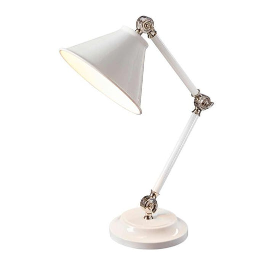 Provence Element 1 Light Mini Table Lamp - White / Polished Nickel