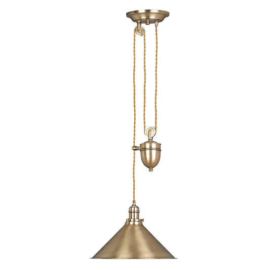 Provence 1 Light Rise and Fall Pendant – Aged Brass