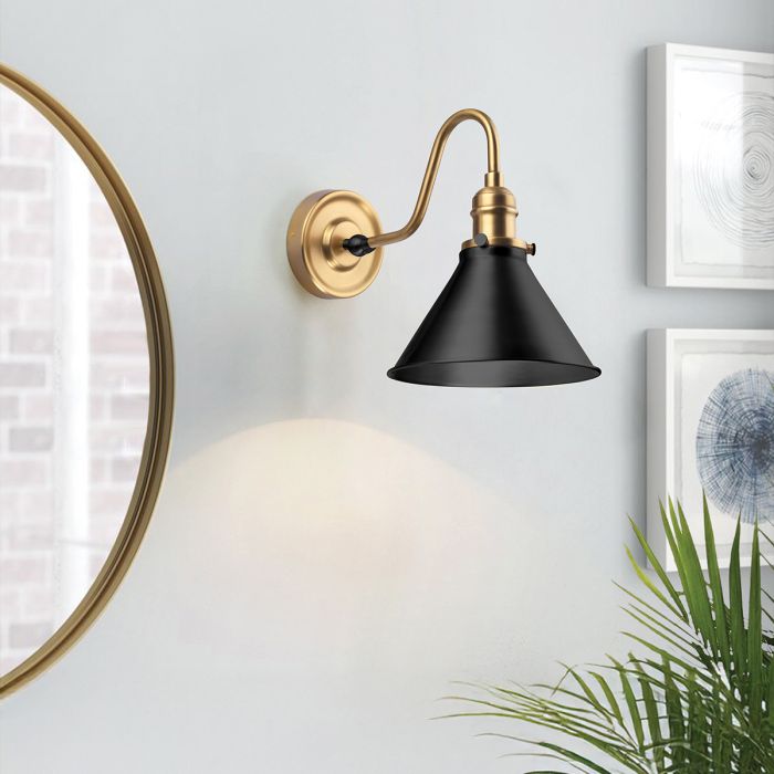 Provence 1 Light Wall Light - Aged Brass & Matte Black