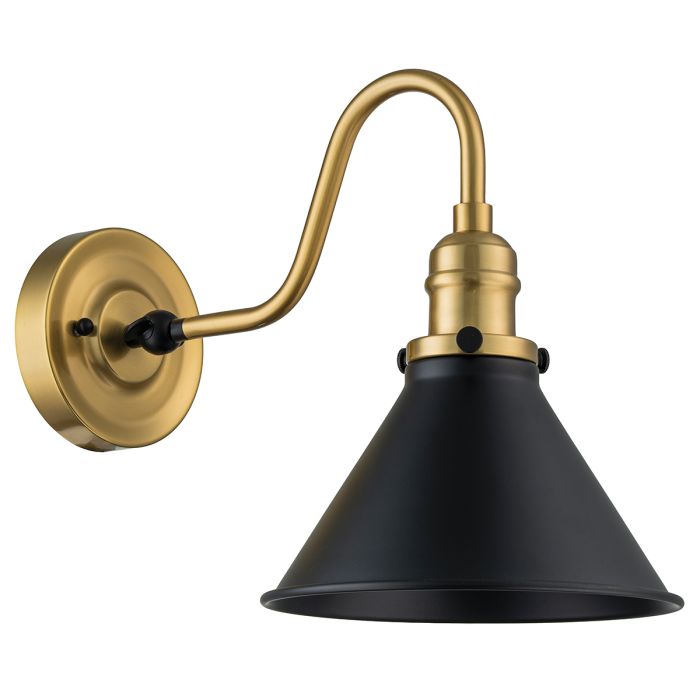 Provence 1 Light Wall Light - Aged Brass & Matte Black