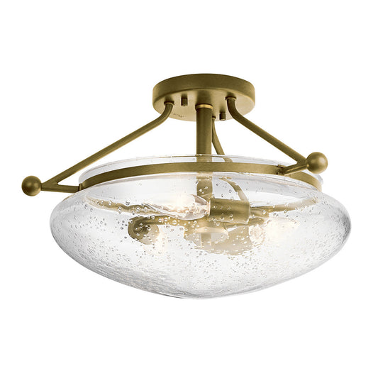 Belle 3 Light Semi-Flush Mount – Brushed Natural Brass