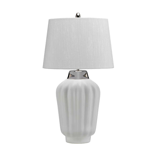 Bexley 1 Light Table Lamp – White & Polished Nickel