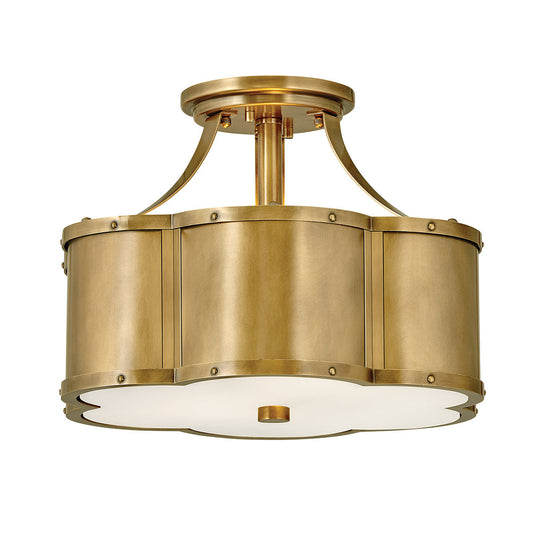 Chance 2 Light Semi-flush Mount – Heritage Brass