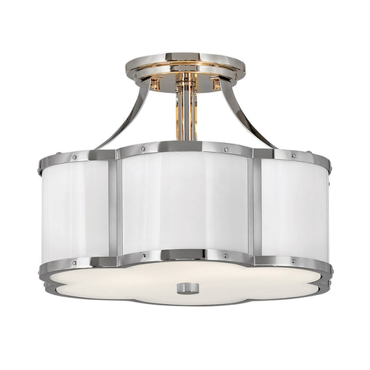 Chance 2 Light Semi-flush Mount – Nickel/White