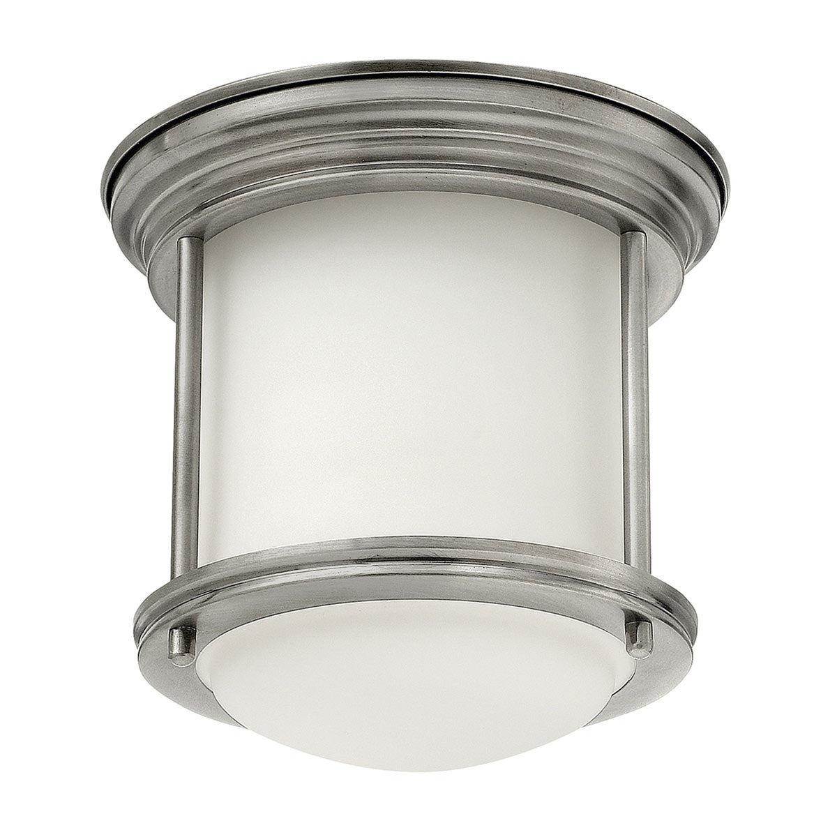 Hadrian 1 Light Flush Mount – Opal Glass – Antique Nickel