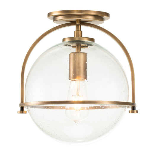 Somerset 1 Light Flush Mount – Brass/Clear