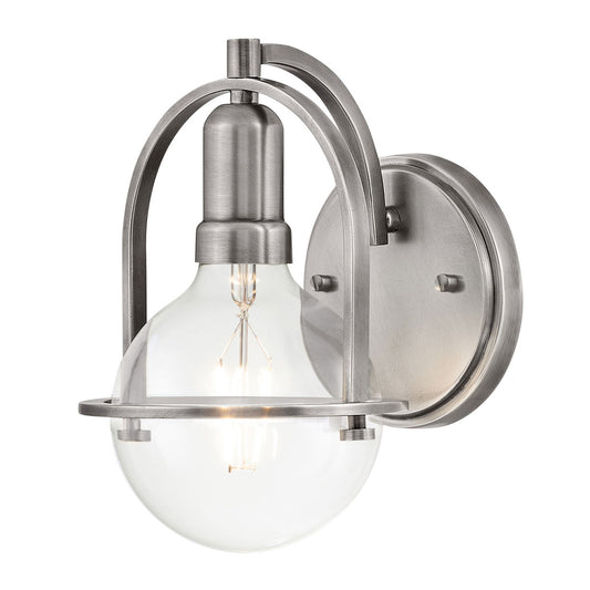 Somerset 1 Light Wall Light – Nickel/Clear