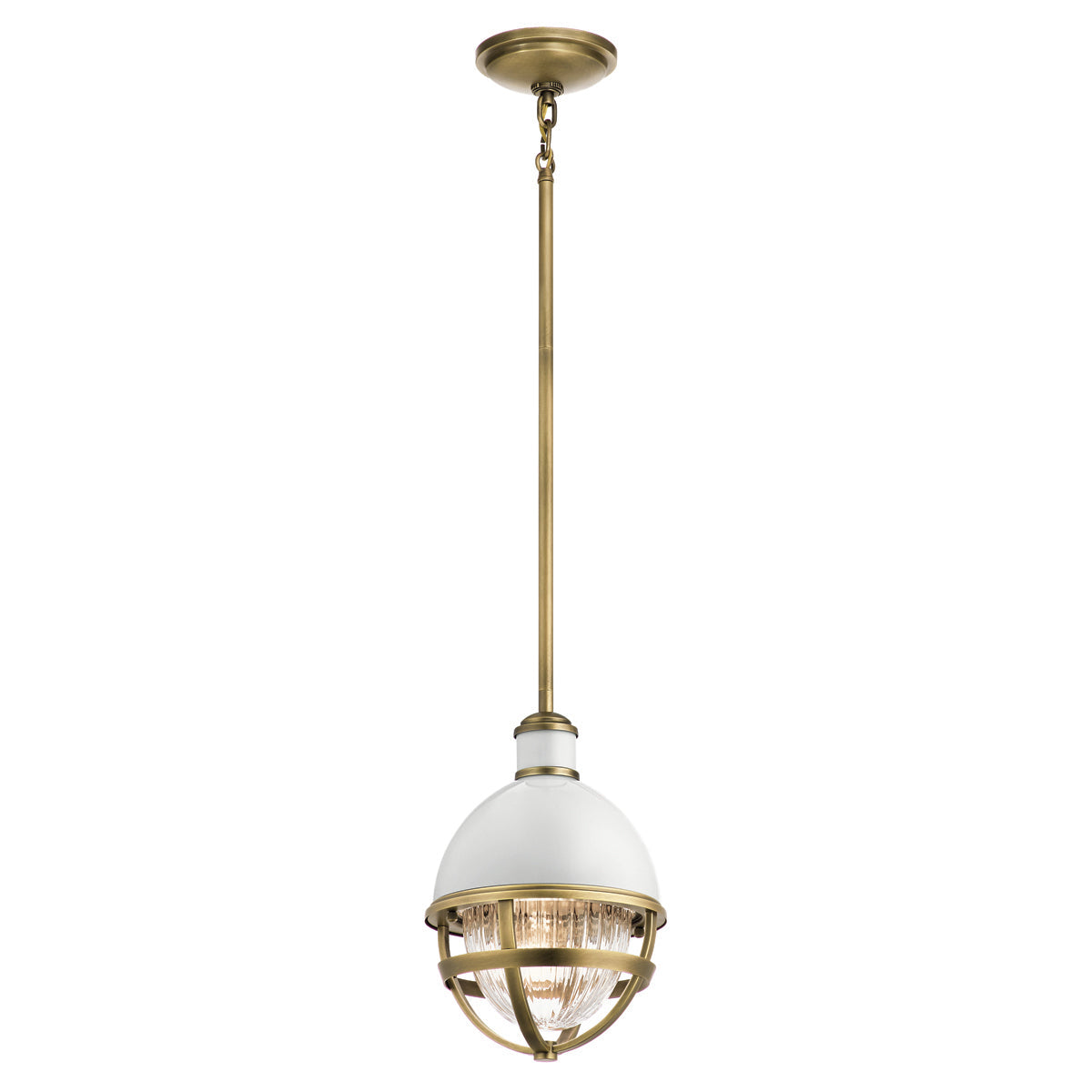 Tollis 1 Light Mini Pendant – Brass/White