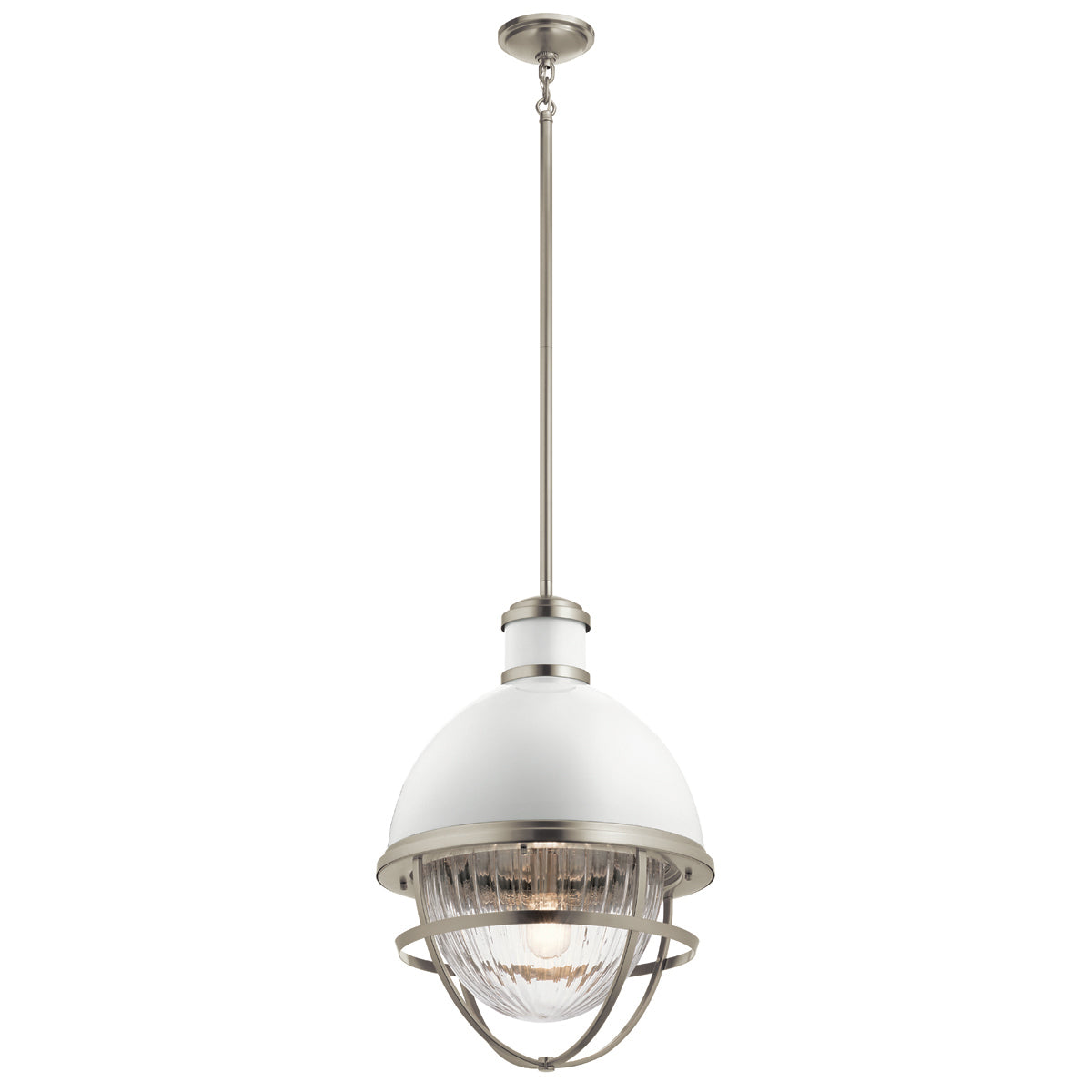 Tollis 1 Light Pendant – Nickel/White