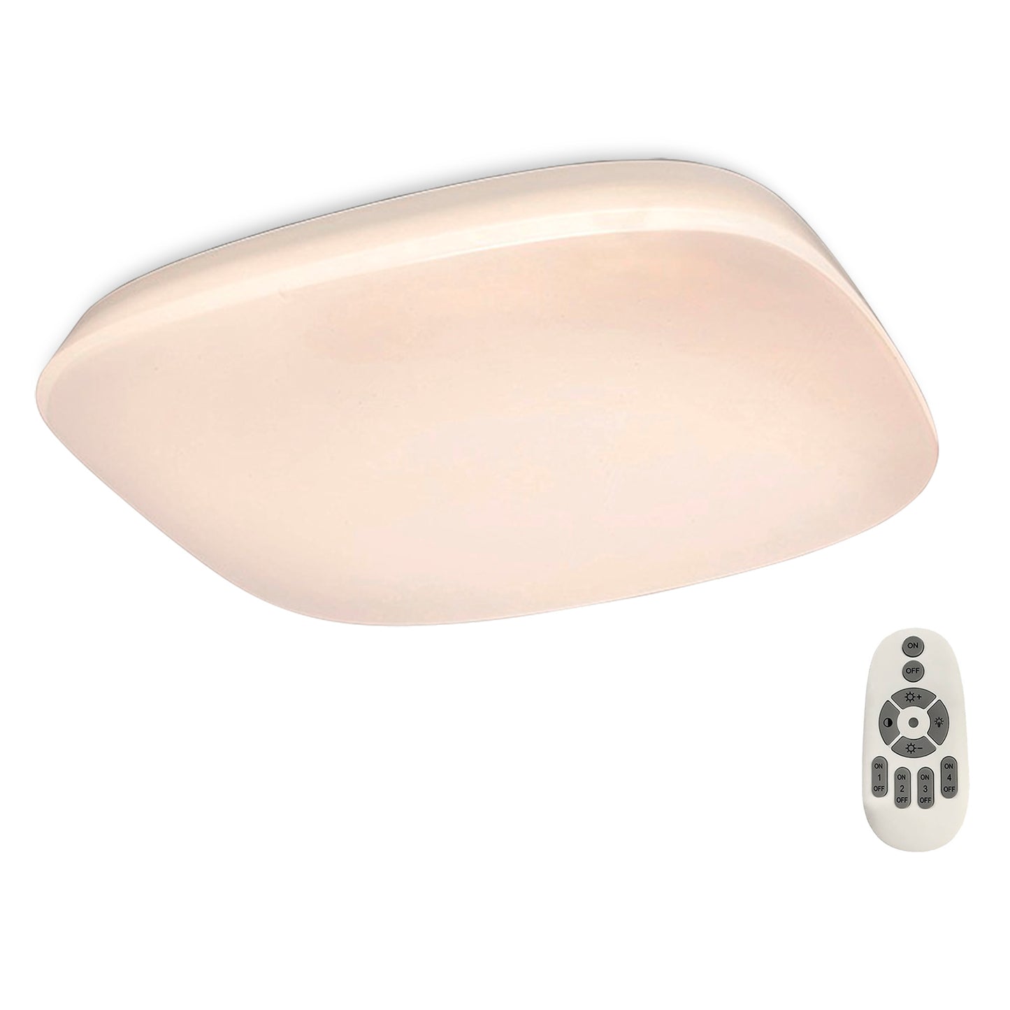 Quatro Flush Ceiling 60W LED Dimmable 3000K-6500K, 3800lm, White Acrylic, 3yrs Warranty by Mantra