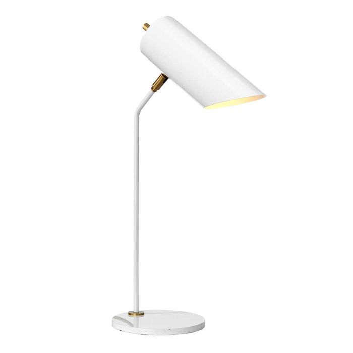 Quinto 1 Light Table Lamp - White / Aged Brass