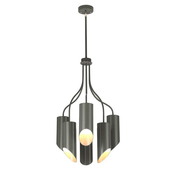 Quinto 6 Light Chandelier - Dark Grey Polished Nickel