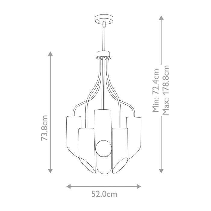 Quinto 6 Light Chandelier - Dark Grey Polished Nickel