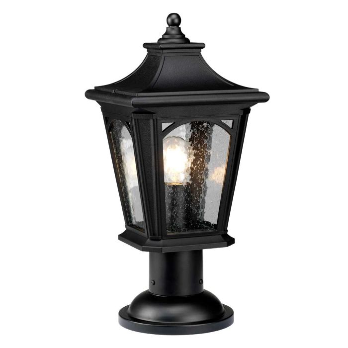 Bedford 1 Light Medium Pedestal Lantern - Mystic Black