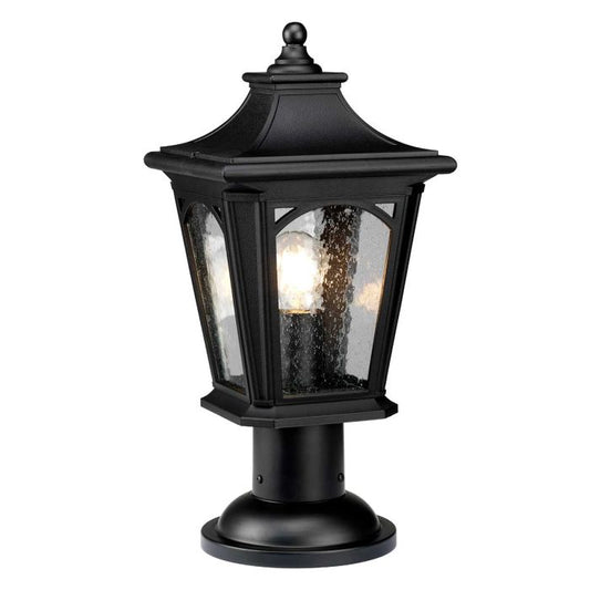 Bedford 1 Light Medium Pedestal Lantern - Mystic Black