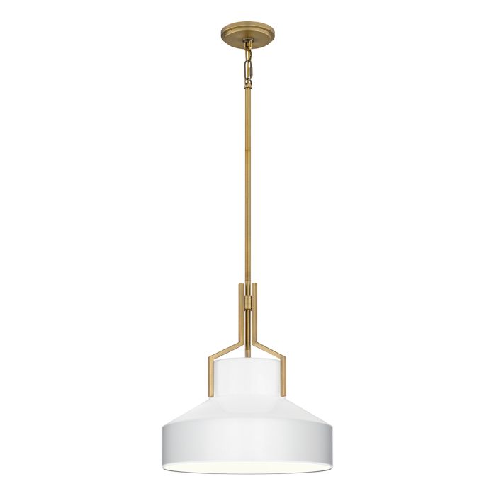 Brecken 2 lt Pendant Light - Aged Brass and Cased Opal glass Shade
