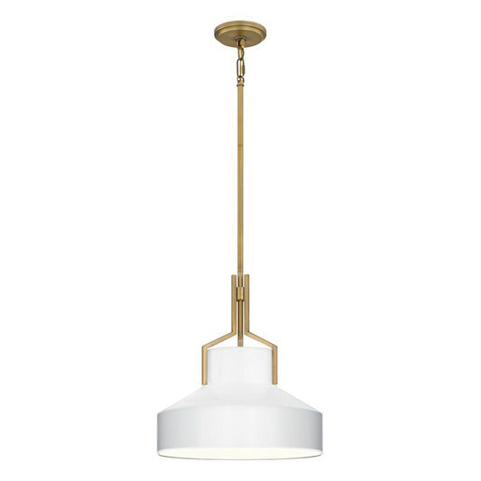 Brecken 2 lt Pendant Light - Aged Brass and Cased Opal glass Shade