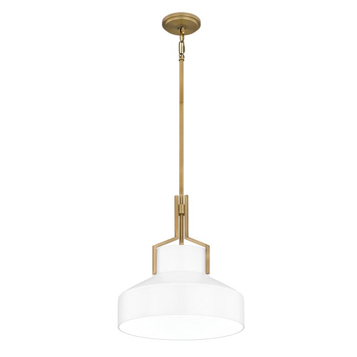 Brecken 2 lt Pendant Light - Aged Brass and Cased Opal glass Shade